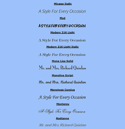 Available Fonts